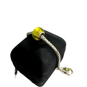 Metallic Green Round Glass Charm for Bracelet